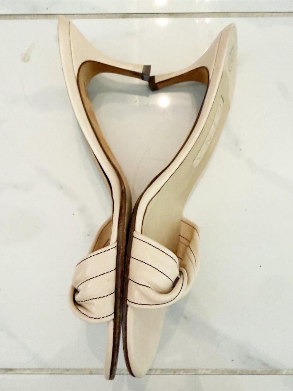 GINA Twist Leather in Bone Slide Heel Sandal 6 - Picture 3 of 10